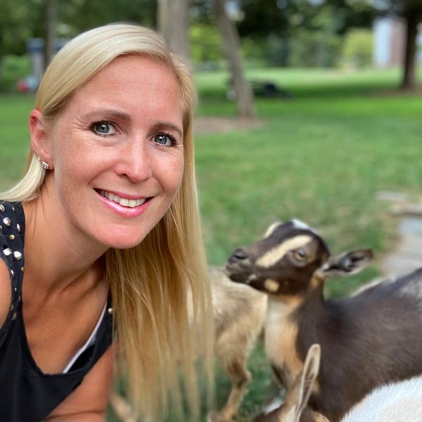 Woman with American Lamancha